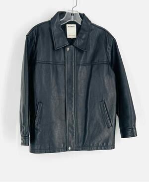 Kamiya Size L Black Leather Designer Jacket
